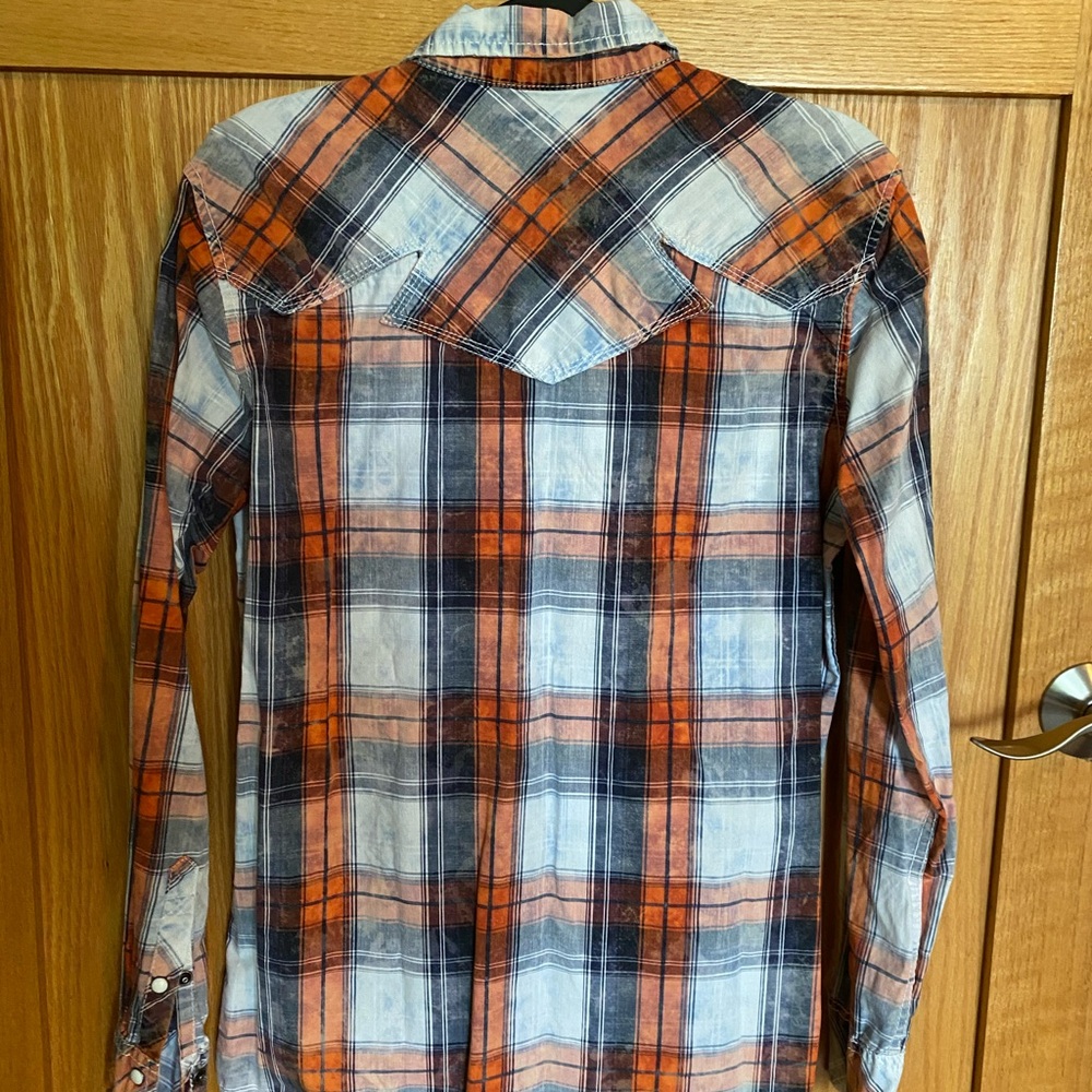 BKE Orange and Blue Casual Button Down Shirt - Picture 2 of 2